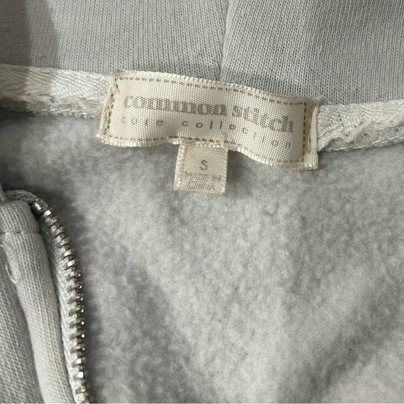 Common Stitch Light Gray Cropped Fleece Zip Up Hoodie Women’s Size Small - Picture 3 of 3